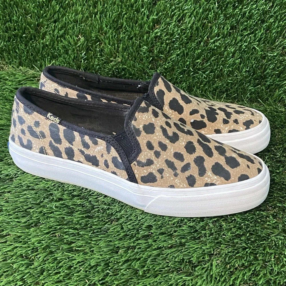 KEDS Dream Foam Double Decker Slip‎ On Leopard Print Shoes, Women's Size 6.5